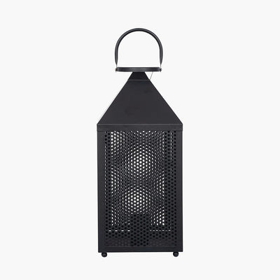 Pacific Lifestyle Lighting Folkstone Matt Black Metal Punched Lantern Table Lamp House of Isabella UK