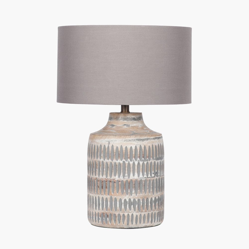 Galle Grey Wash Wood Textured Table Lamp - Base Only.