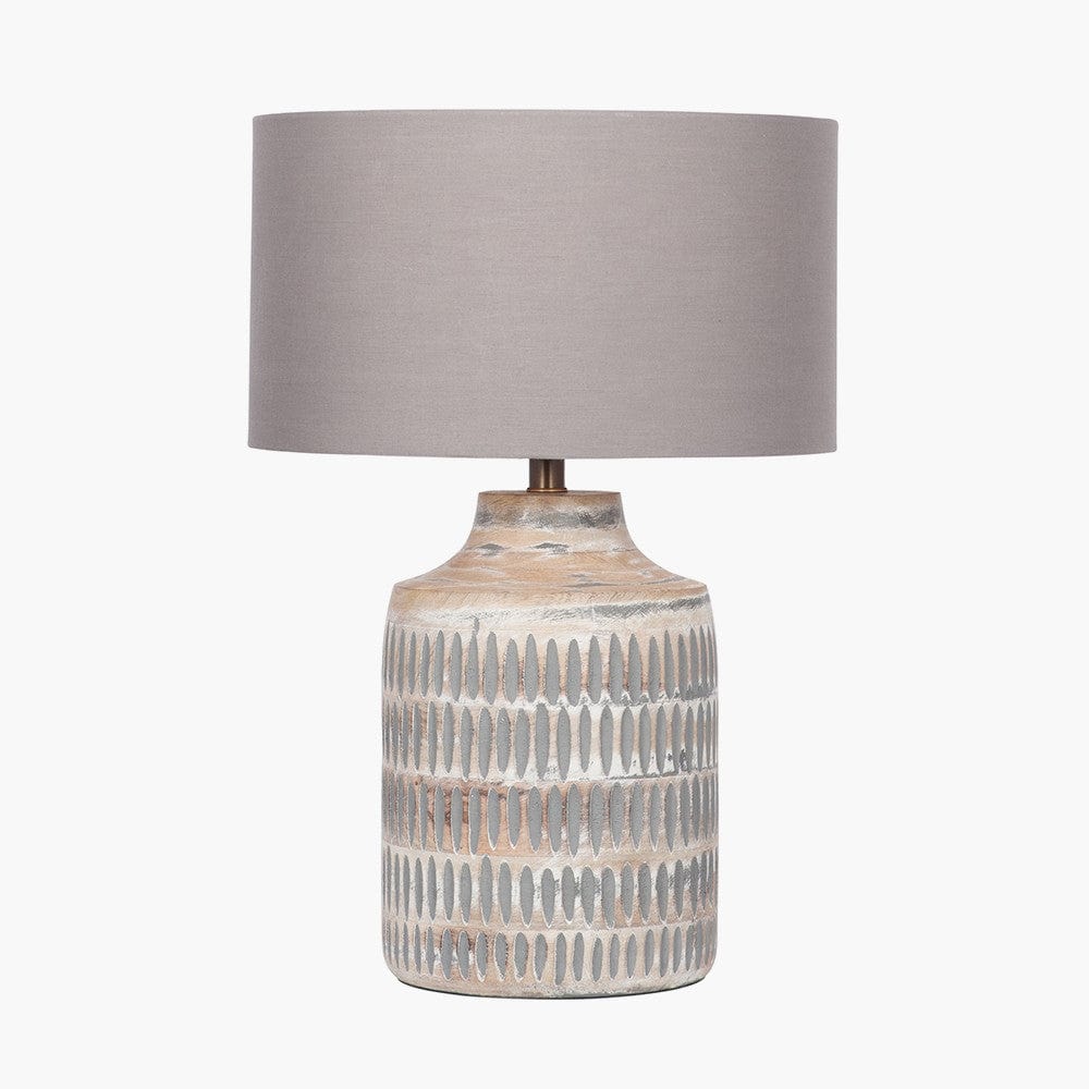 Galle Grey Wash Wood Textured Table Lamp - Base Only.
