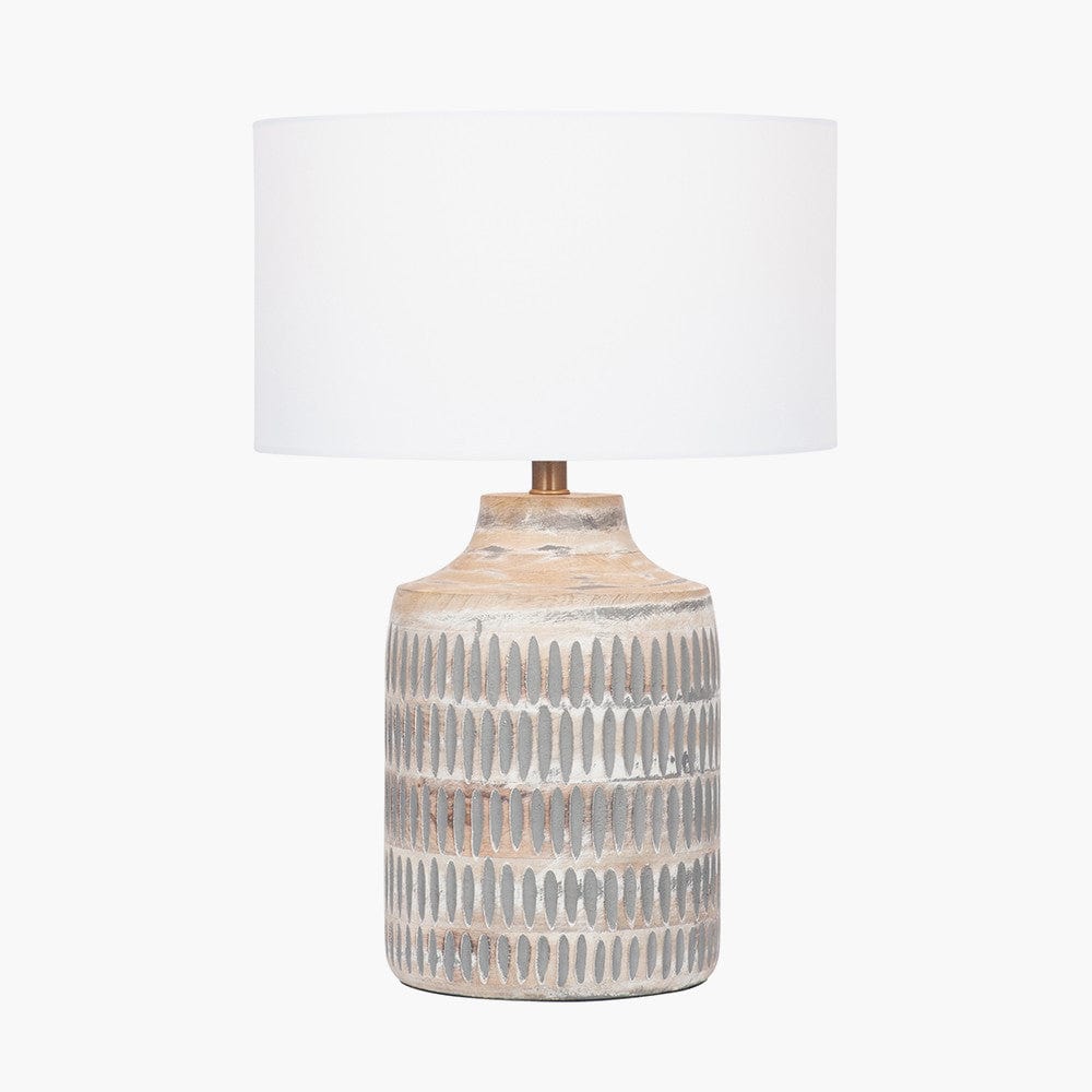 Galle Grey Wash Wood Textured Table Lamp - Base Only.
