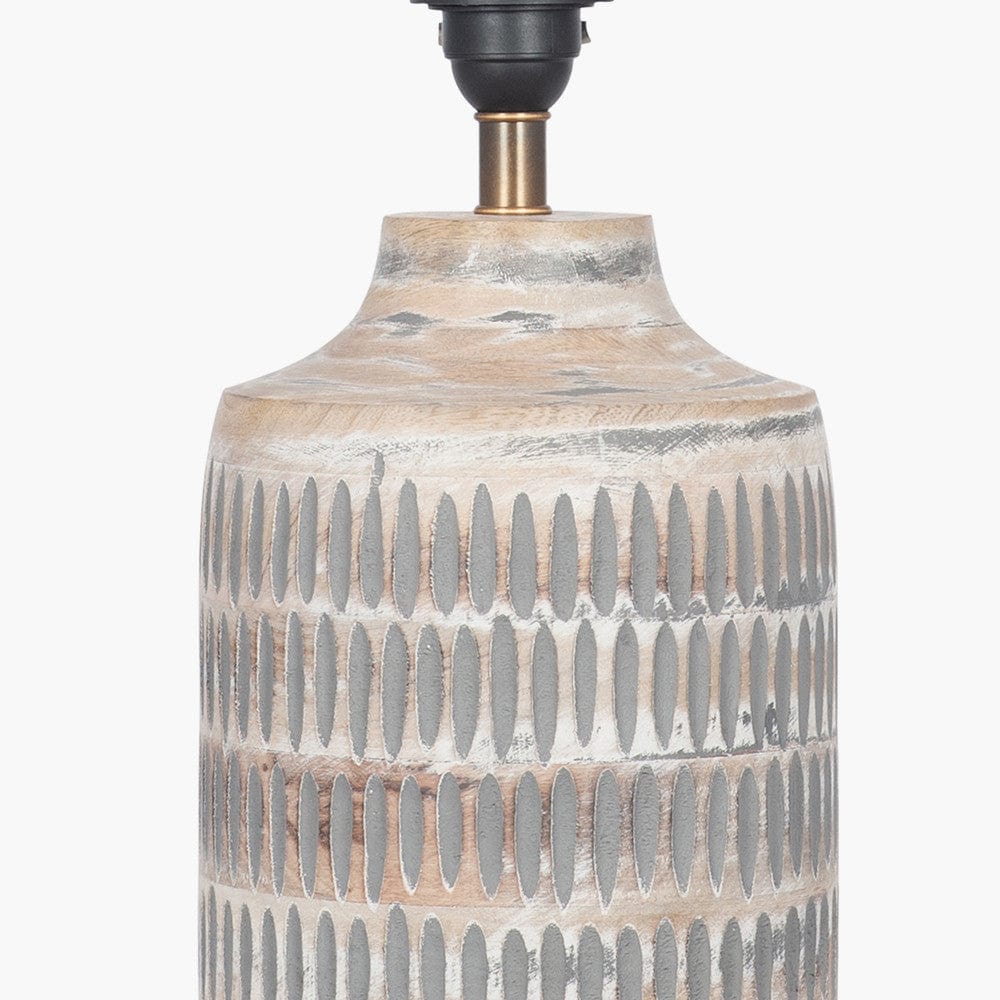 Galle Grey Wash Wood Textured Table Lamp - Base Only.