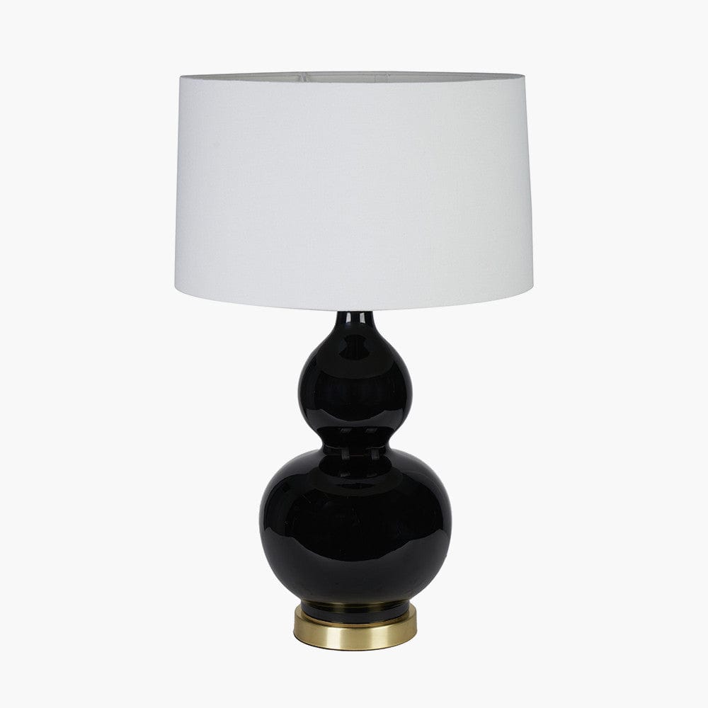 Gatsby Black Ceramic Table Lamp With Brushed Gold Metal Detail.