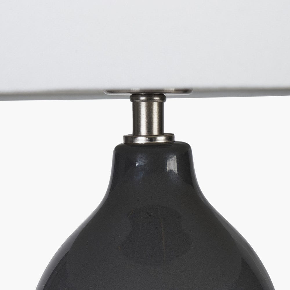 Gatsby Black Ceramic Table Lamp With Brushed Gold Metal Detail.