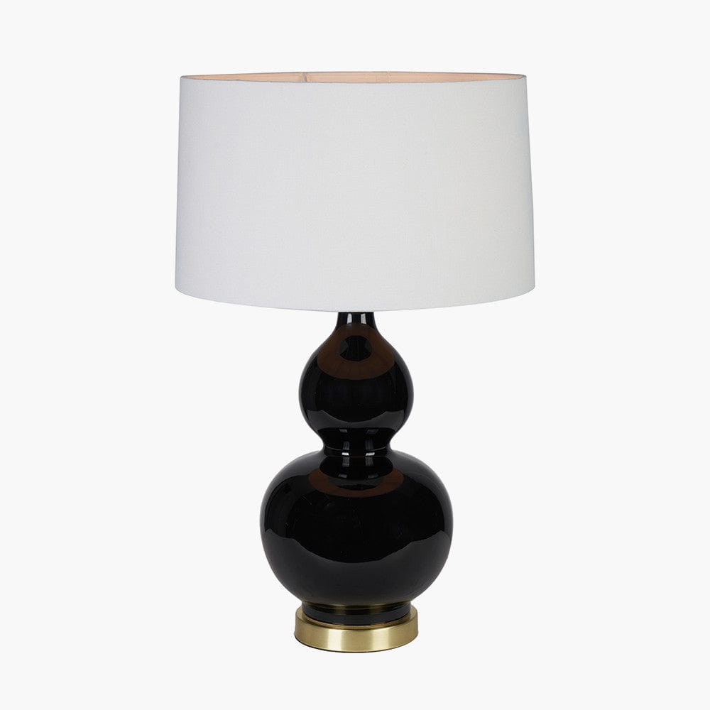 Gatsby Black Ceramic Table Lamp With Brushed Gold Metal Detail.