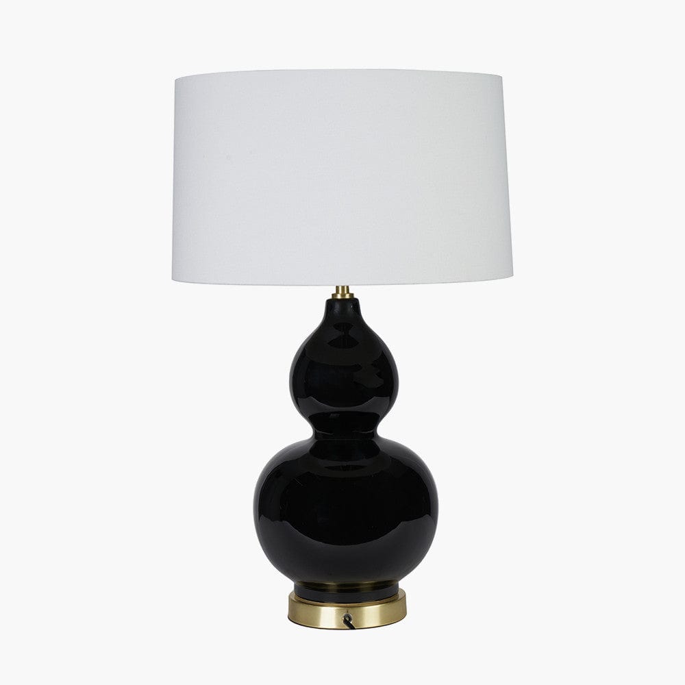 Gatsby Black Ceramic Table Lamp With Brushed Gold Metal Detail.