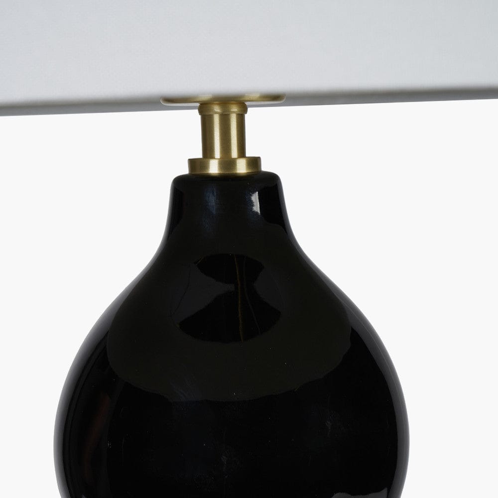 Gatsby Black Ceramic Table Lamp With Brushed Gold Metal Detail.