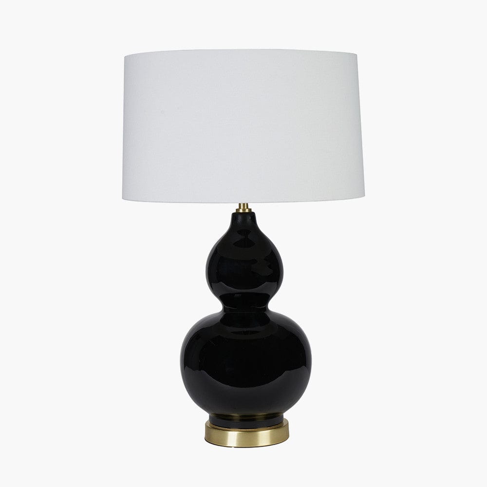 Gatsby Black Ceramic Table Lamp With Brushed Gold Metal Detail.