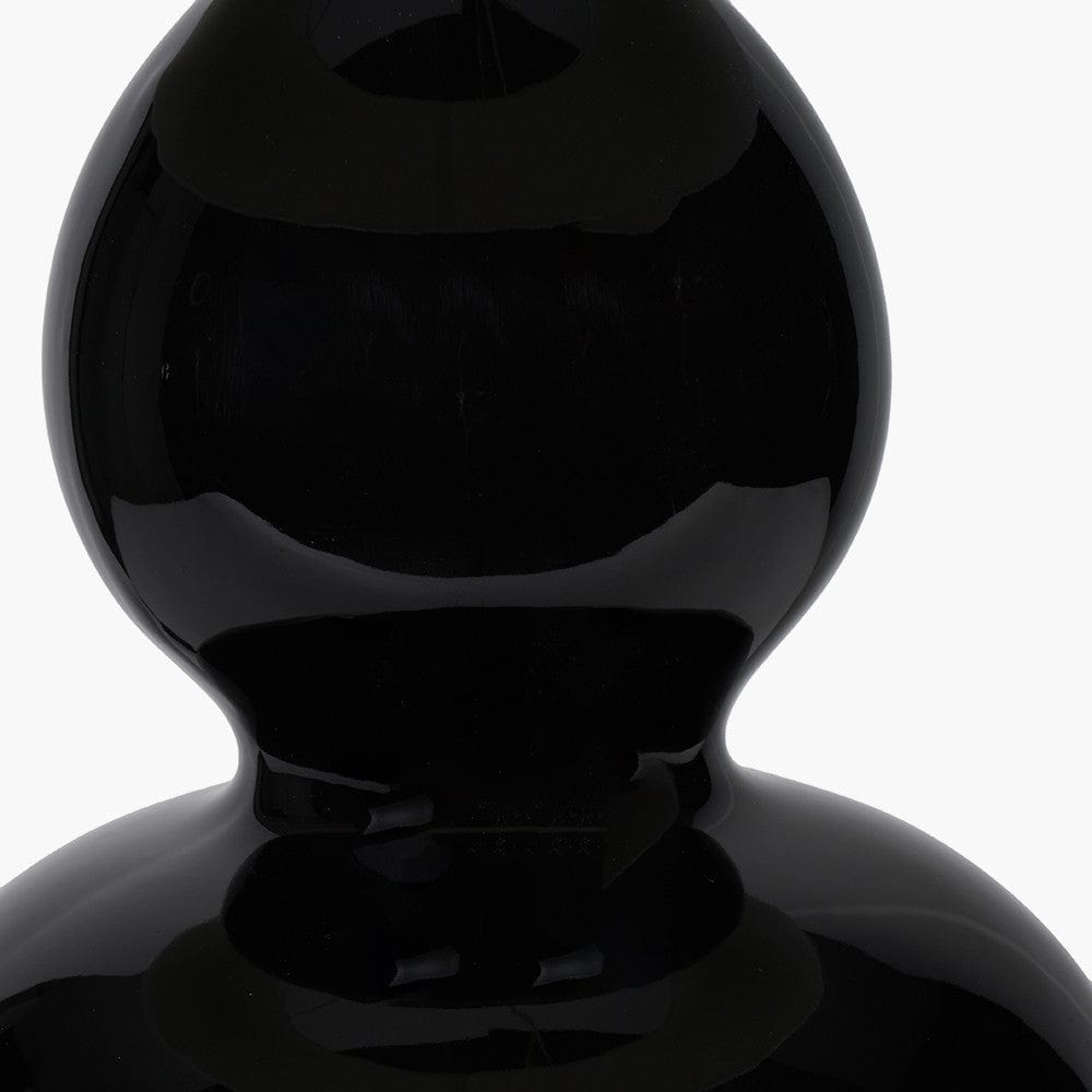 Gatsby Black Ceramic Table Lamp With Brushed Gold Metal Detail.