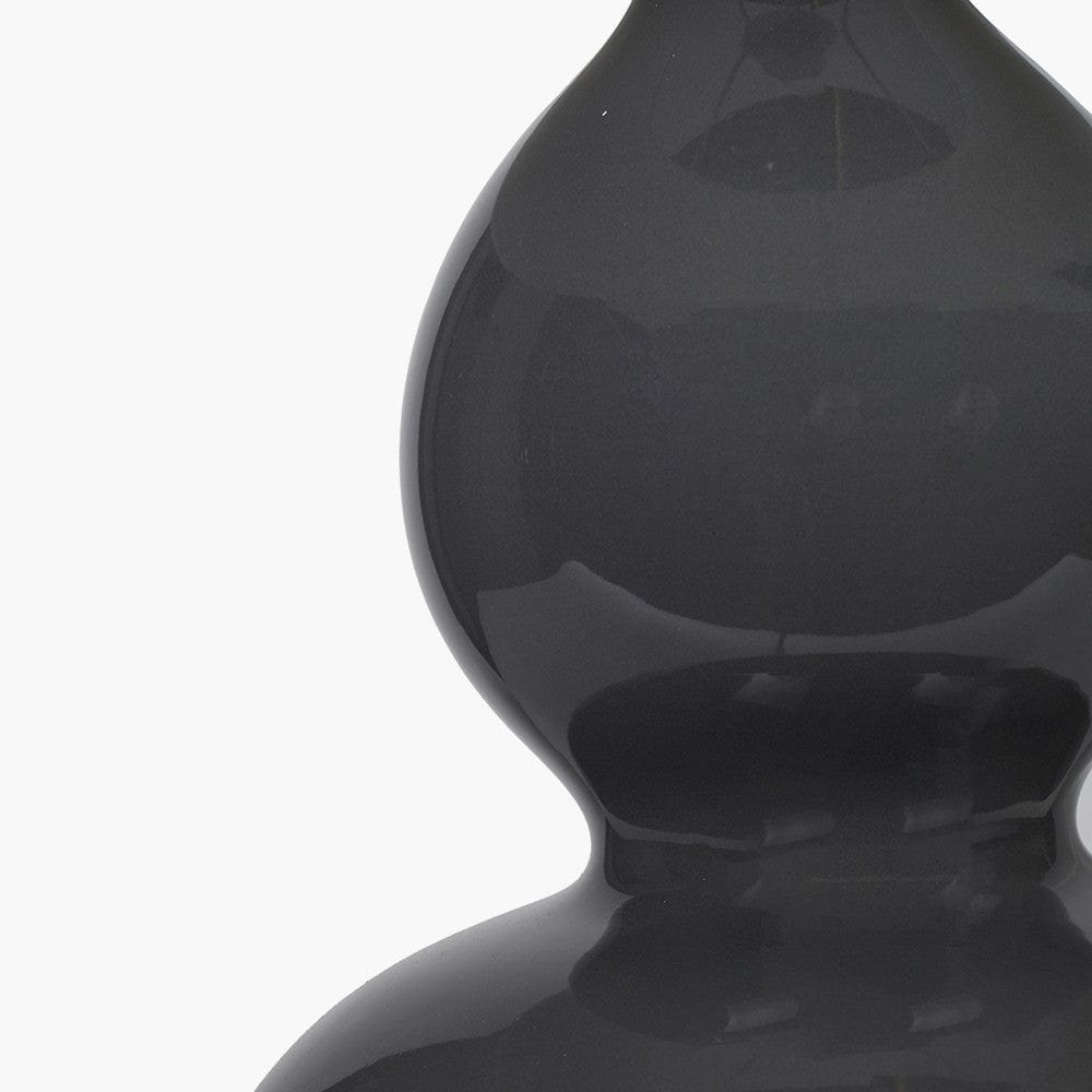 Gatsby Grey Ceramic Table Lamp With Brushed Silver Metal Detail.