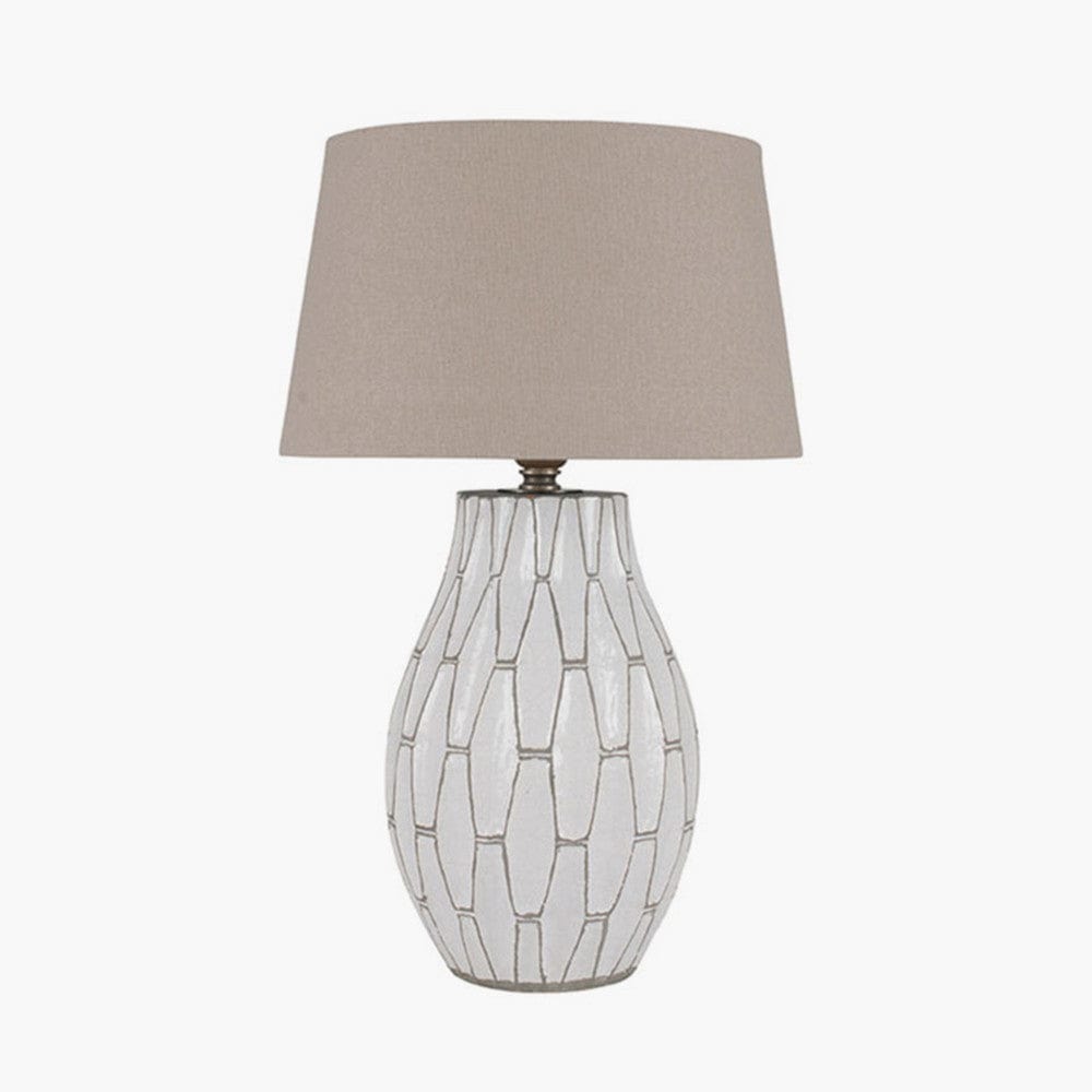 Gaudi White Stoneware Geometric Table Lamp - Base Only.