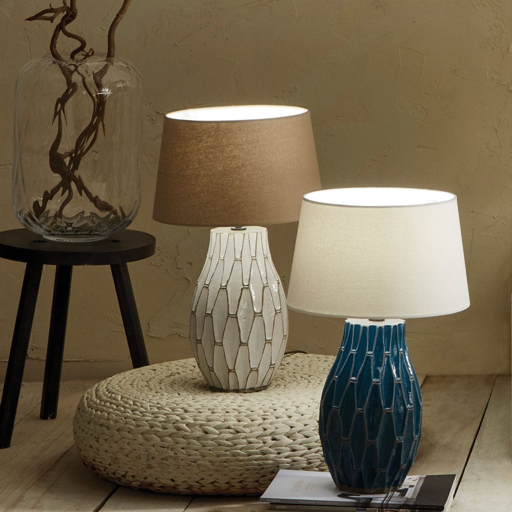 Gaudi White Stoneware Geometric Table Lamp - Base Only.