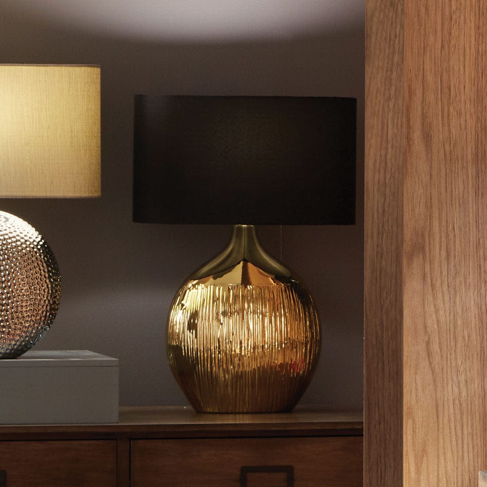 Gemini Gold Etched Ceramic Table Lamp.