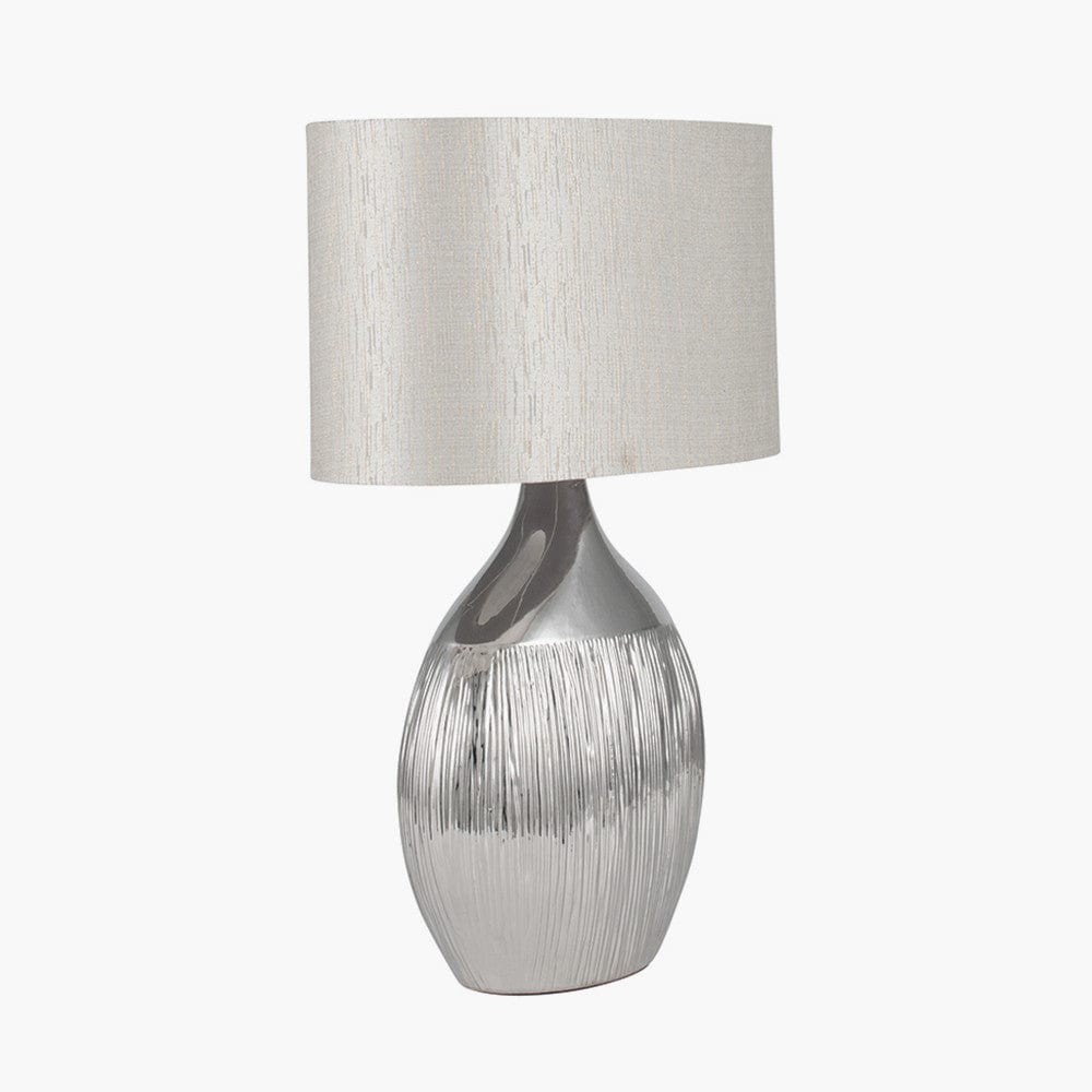 Gemini Silver Etched Ceramic Table Lamp.