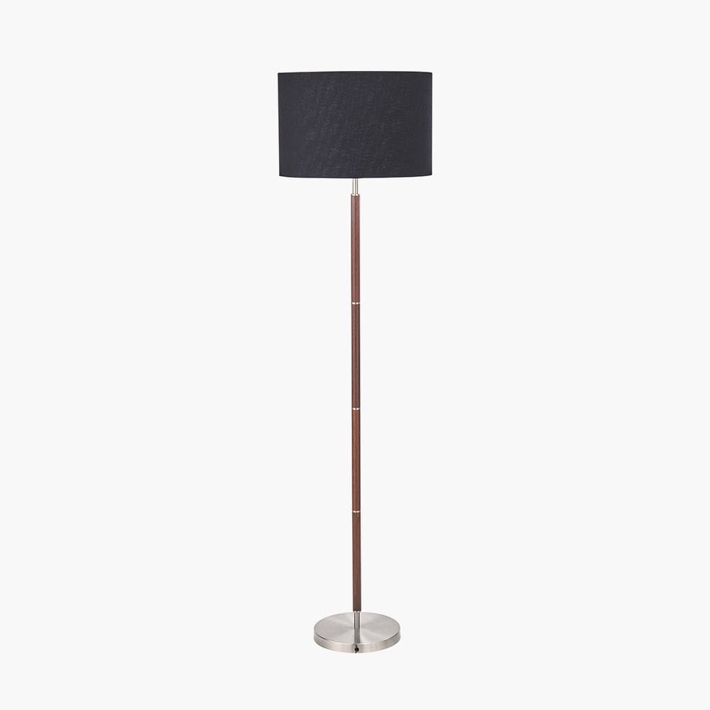 Gianni Brushed Silver and Wood Effect Floor Lamp.