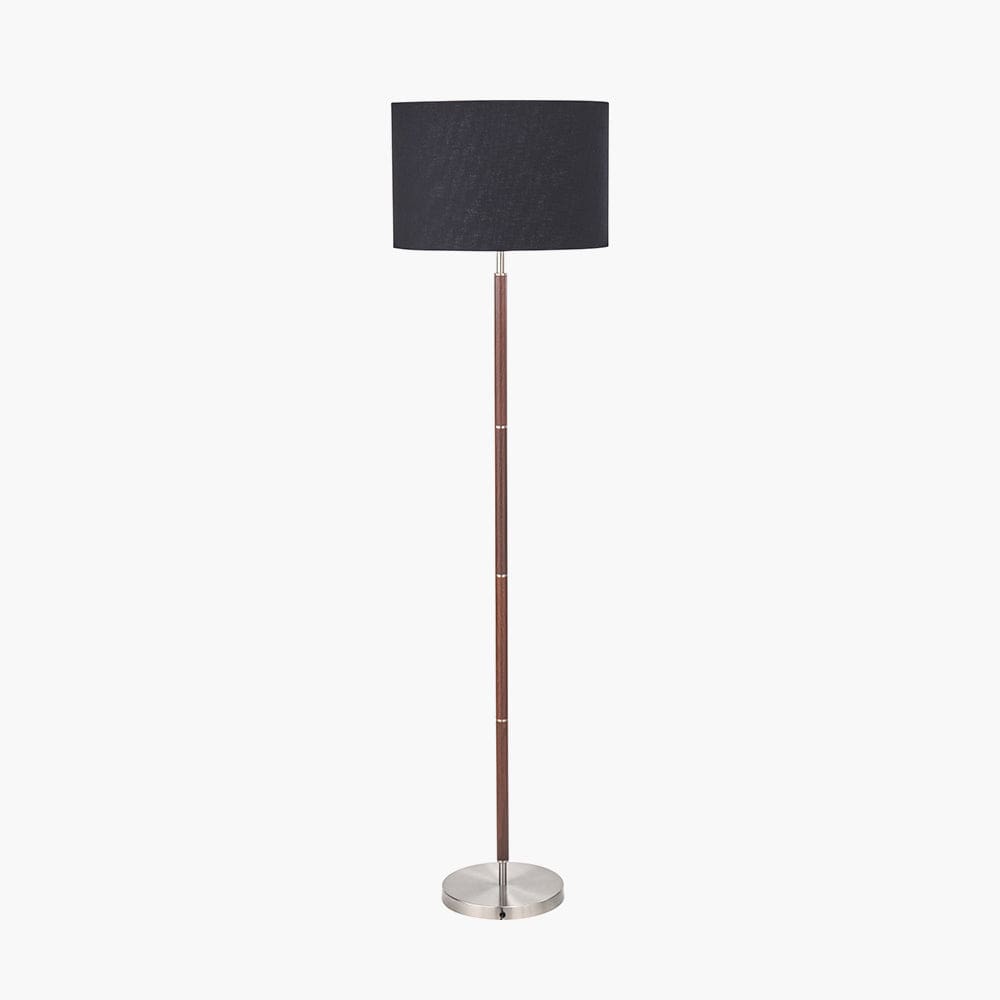 Pacific Lifestyle Lighting Gianni Brushed Silver and Wood Effect Floor Lamp House of Isabella UK