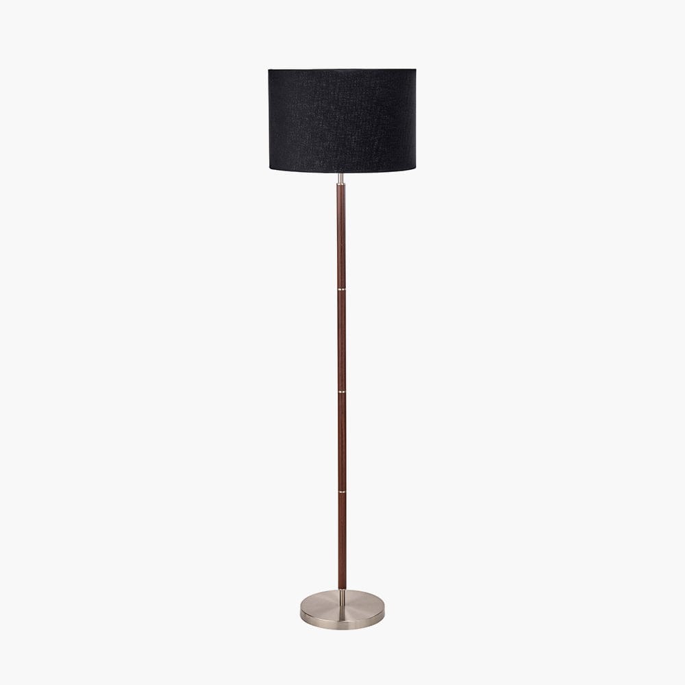 Gianni Brushed Silver and Wood Effect Floor Lamp.