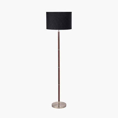 Pacific Lifestyle Lighting Gianni Brushed Silver and Wood Effect Floor Lamp House of Isabella UK