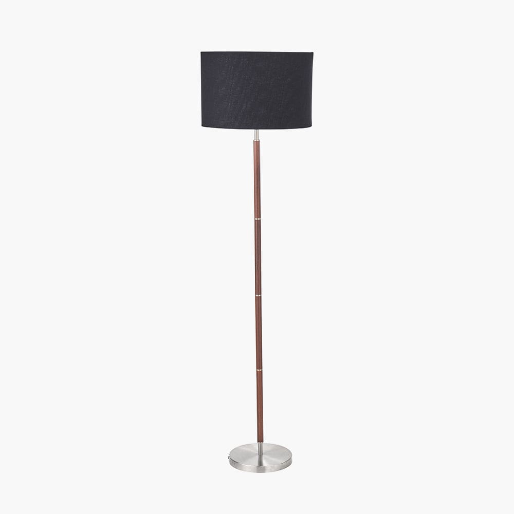 Gianni Brushed Silver and Wood Effect Floor Lamp.
