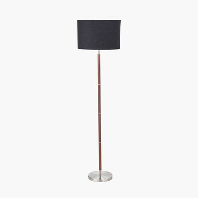 Pacific Lifestyle Lighting Gianni Brushed Silver and Wood Effect Floor Lamp House of Isabella UK