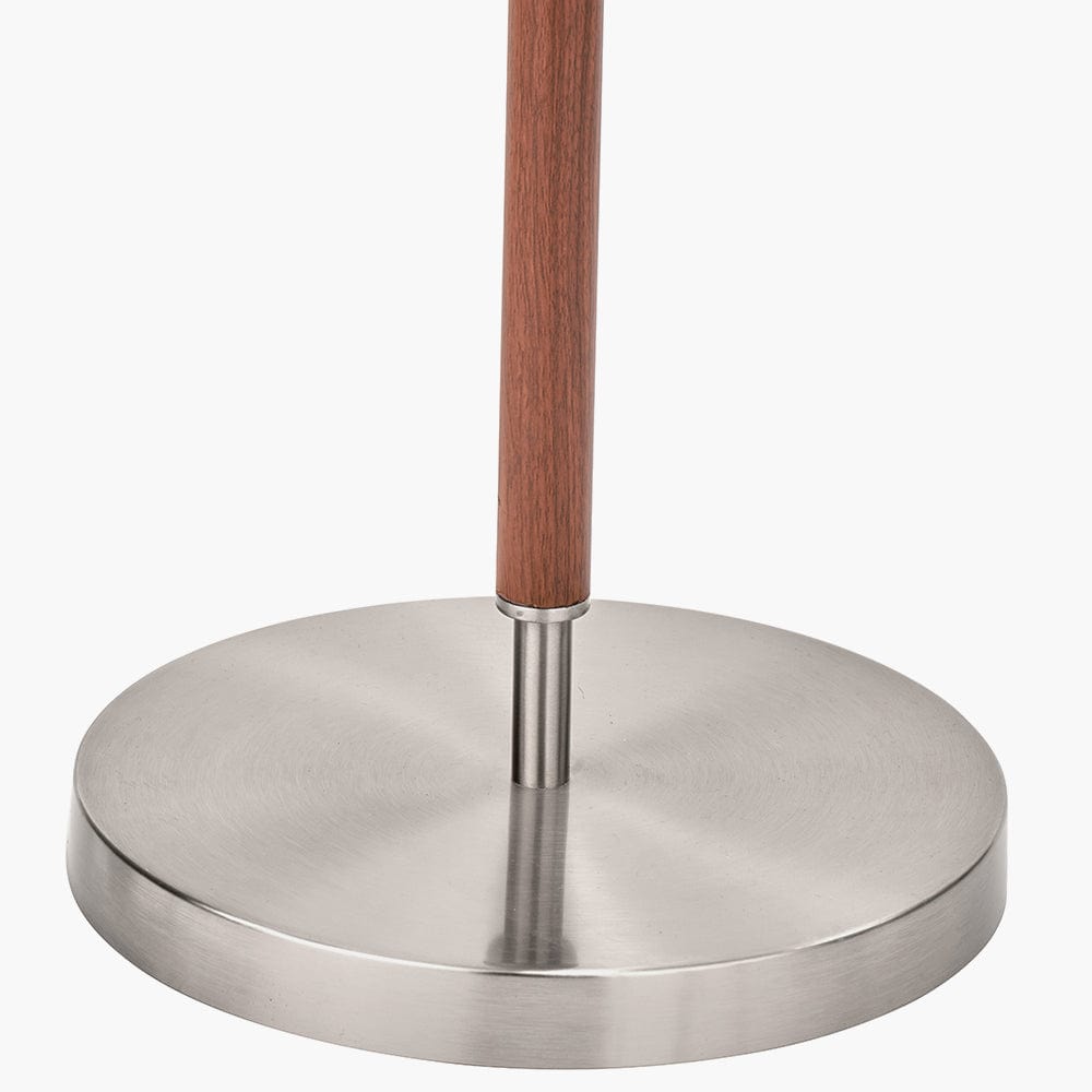 Gianni Brushed Silver and Wood Effect Floor Lamp.