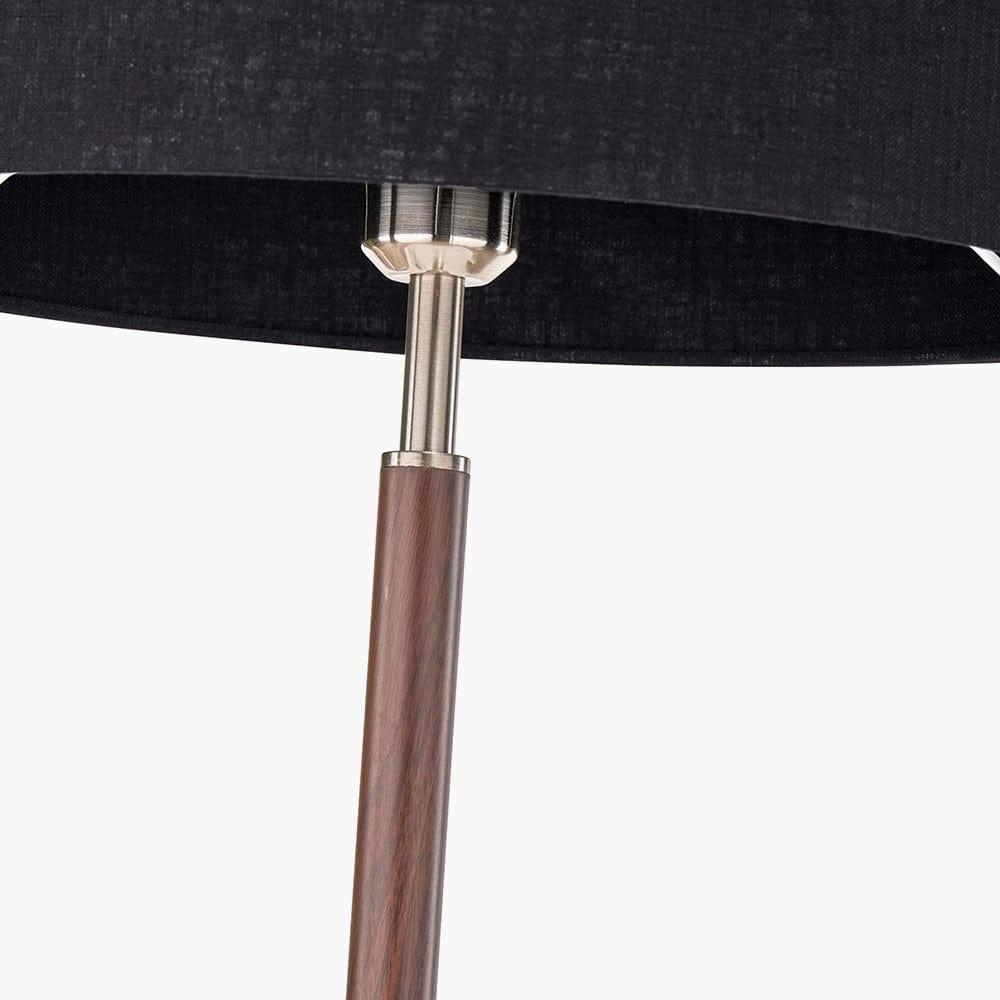 Gianni Brushed Silver and Wood Effect Floor Lamp.