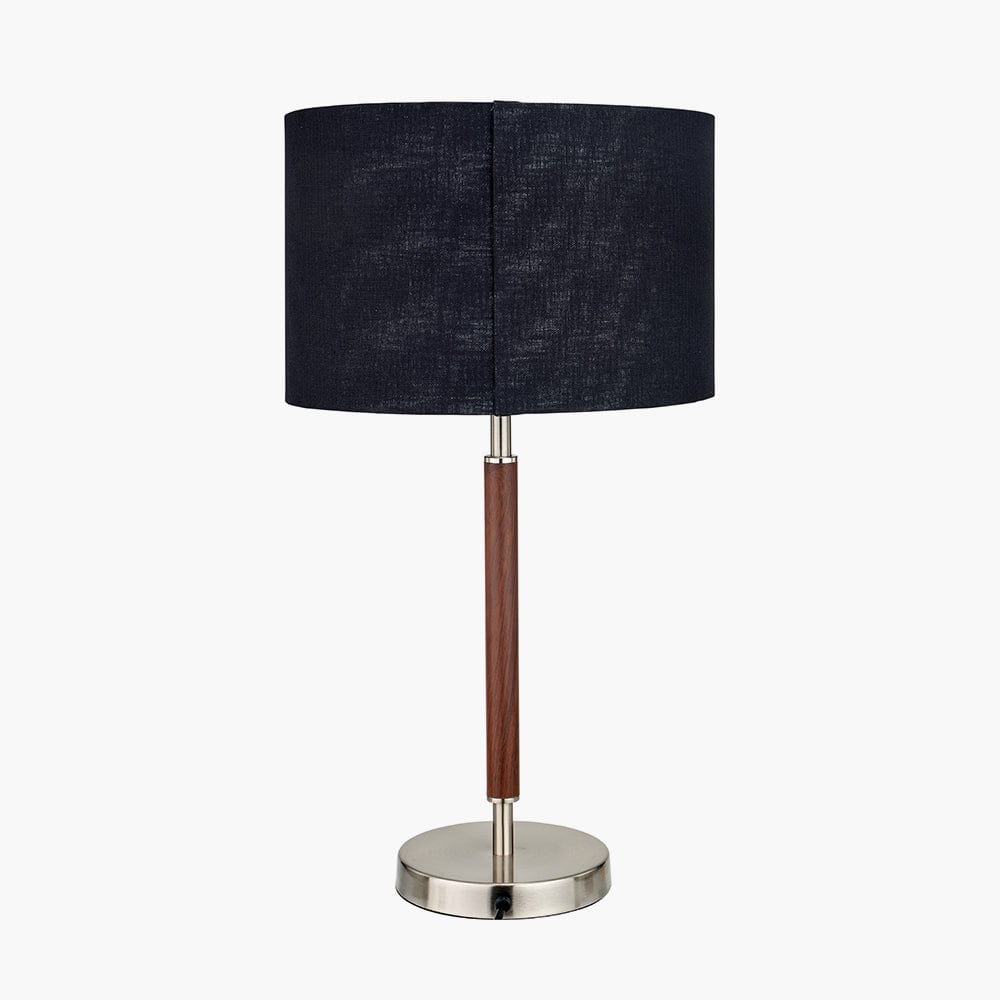 Gianni Brushed Silver and Wood Effect Table Lamp.