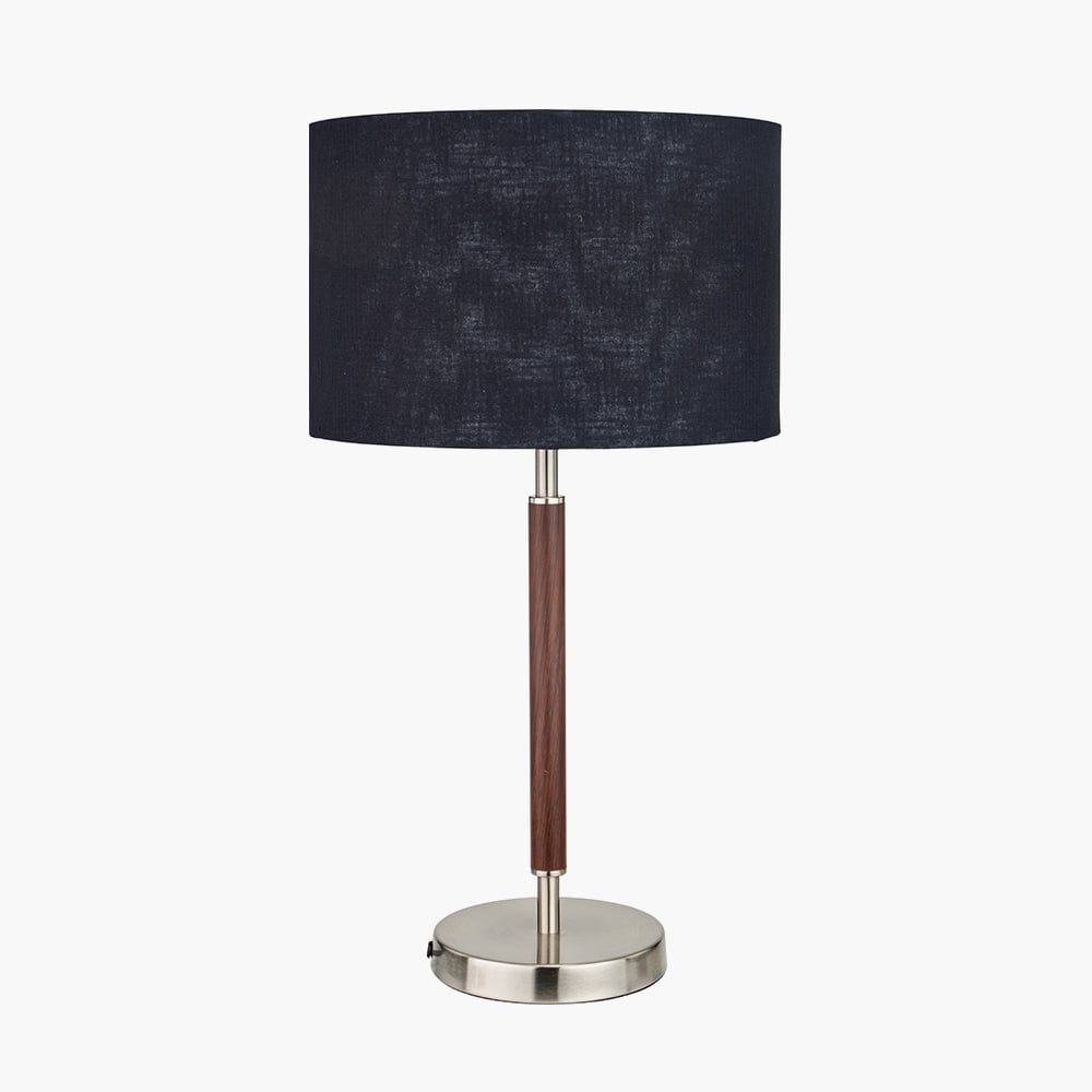 Gianni Brushed Silver and Wood Effect Table Lamp.