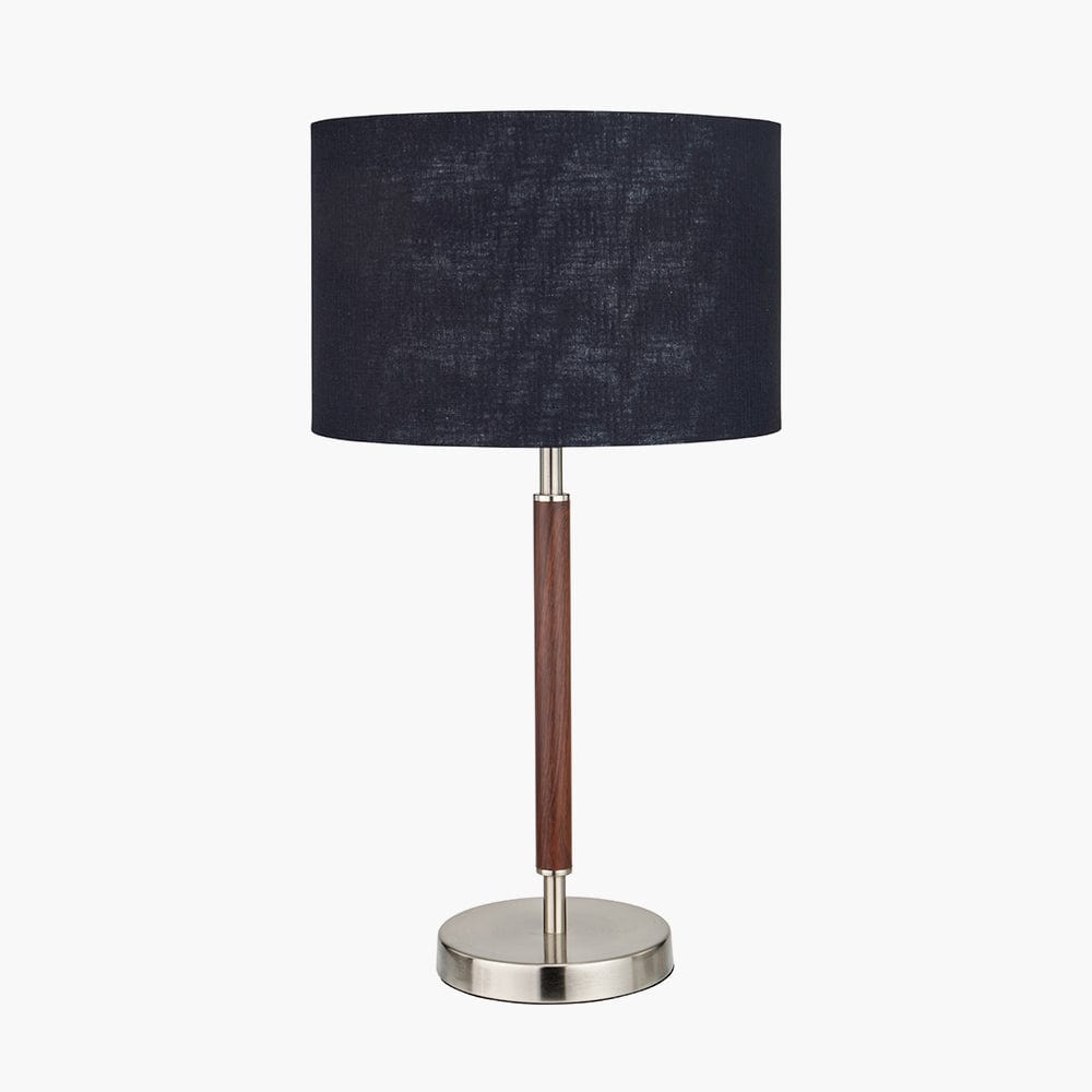 Gianni Brushed Silver and Wood Effect Table Lamp.