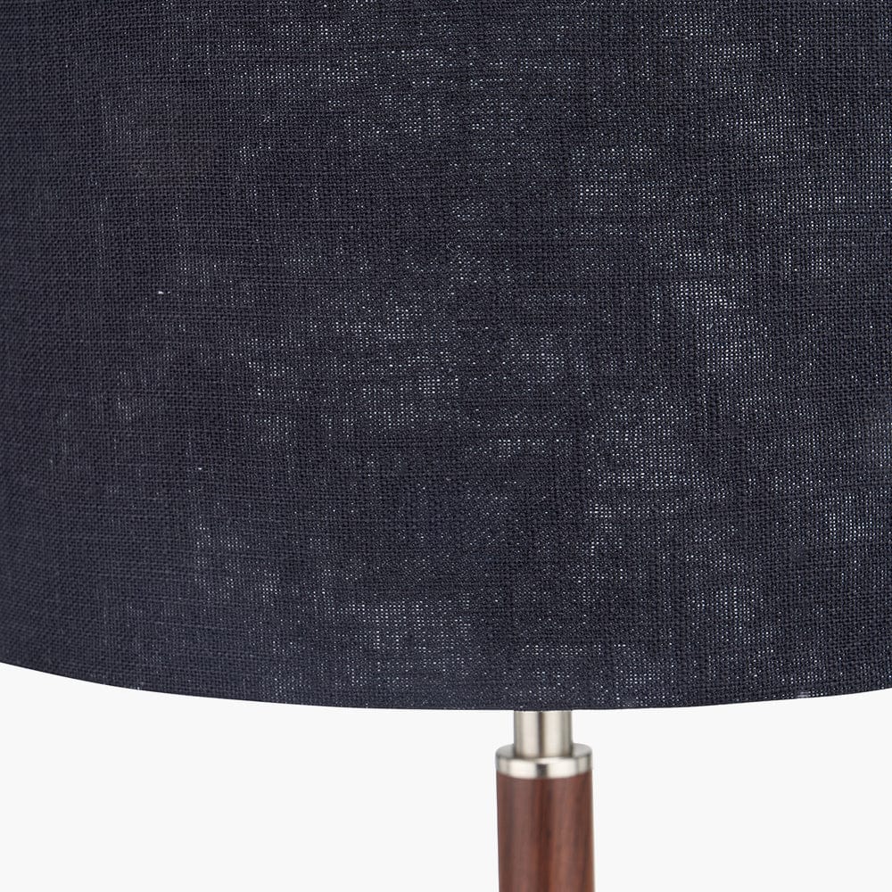 Gianni Brushed Silver and Wood Effect Table Lamp.