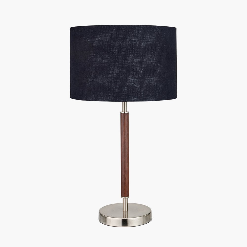 Gianni Brushed Silver and Wood Effect Table Lamp.