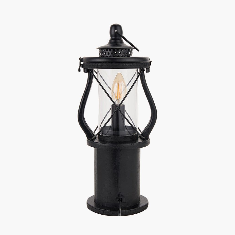Pacific Lifestyle Lighting Gibson Black Wood Lantern Table Lamp House of Isabella UK