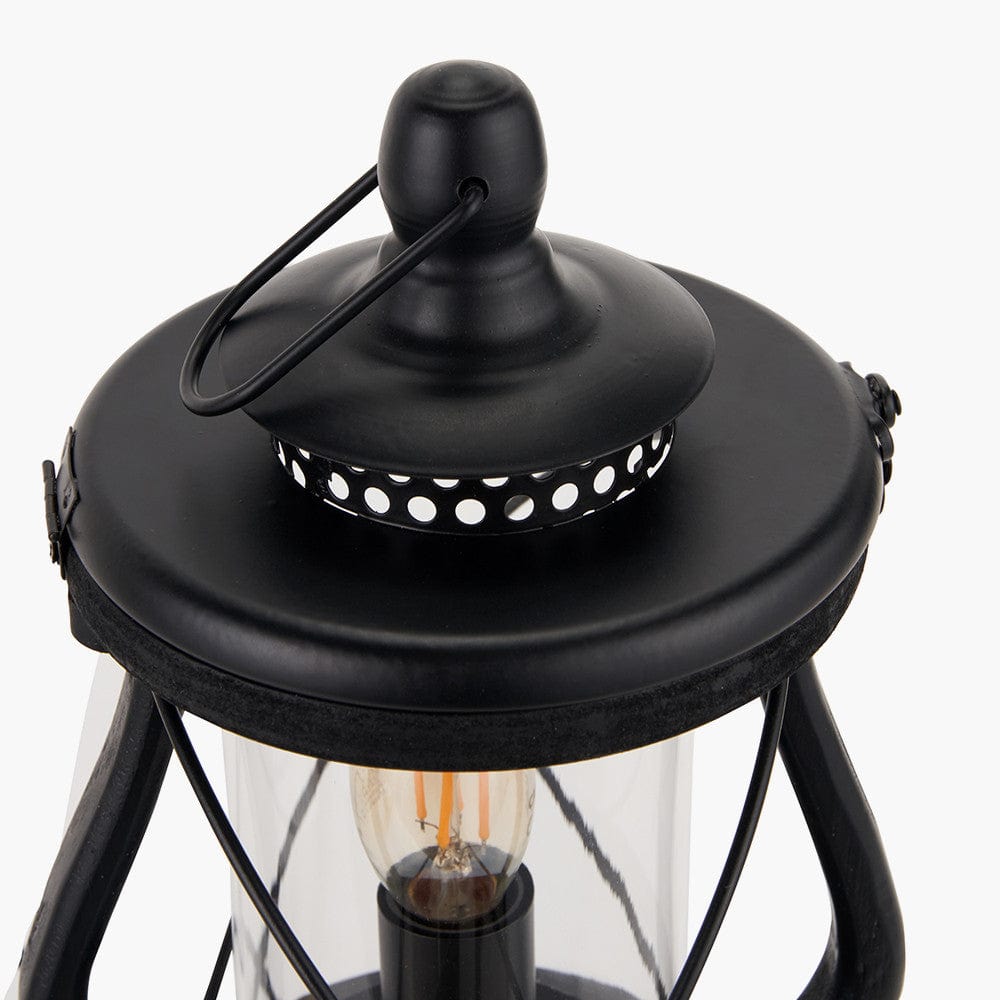 Pacific Lifestyle Lighting Gibson Black Wood Lantern Table Lamp House of Isabella UK