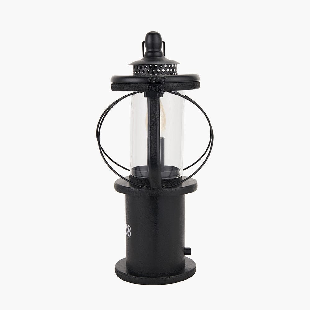 Pacific Lifestyle Lighting Gibson Black Wood Lantern Table Lamp House of Isabella UK