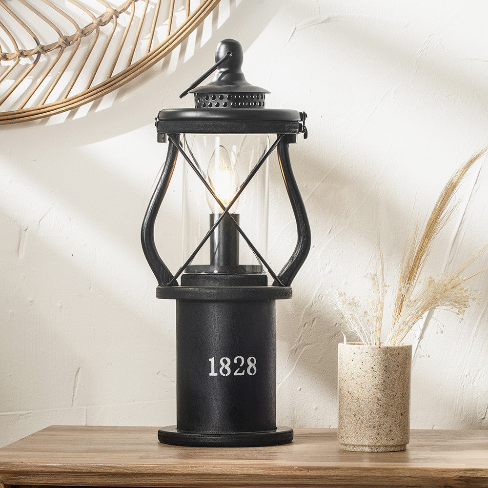 Pacific Lifestyle Lighting Gibson Black Wood Lantern Table Lamp House of Isabella UK