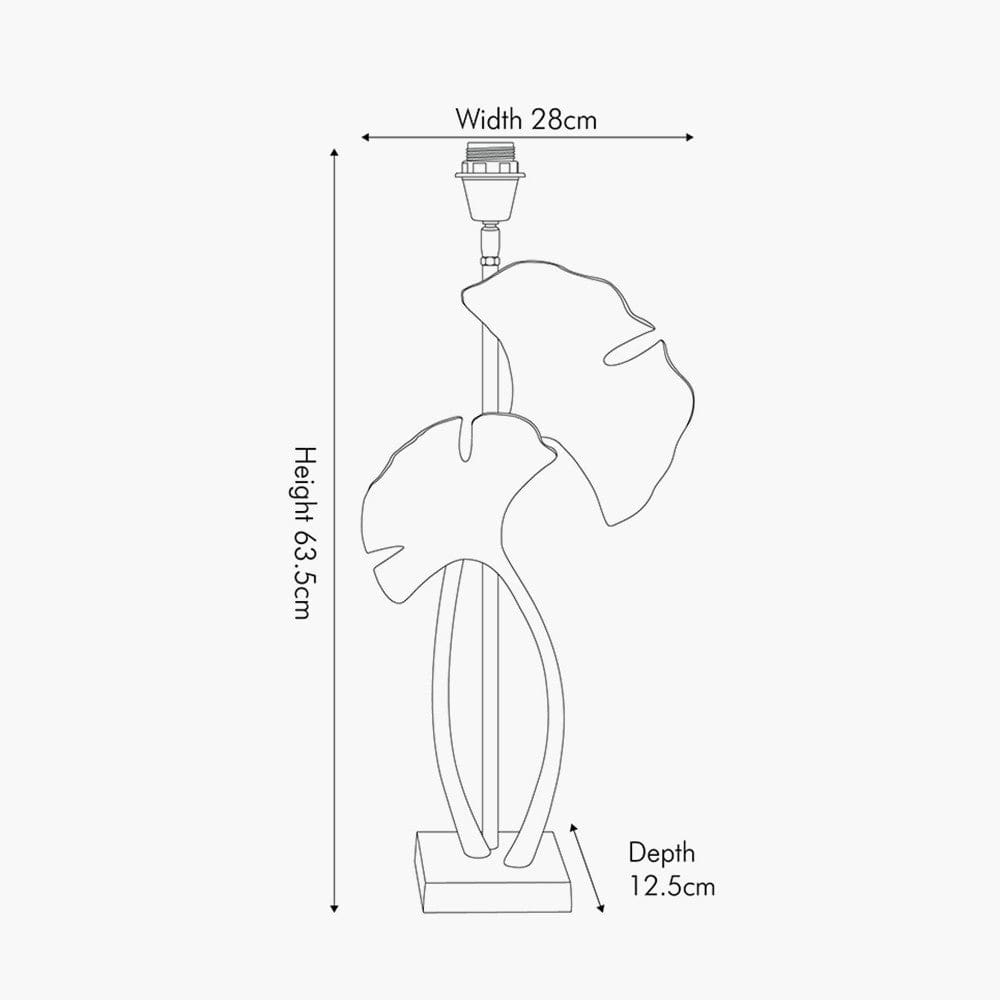 Gingko Shiny Champagne Metal Tall Gingko Leaf Table Lamp.