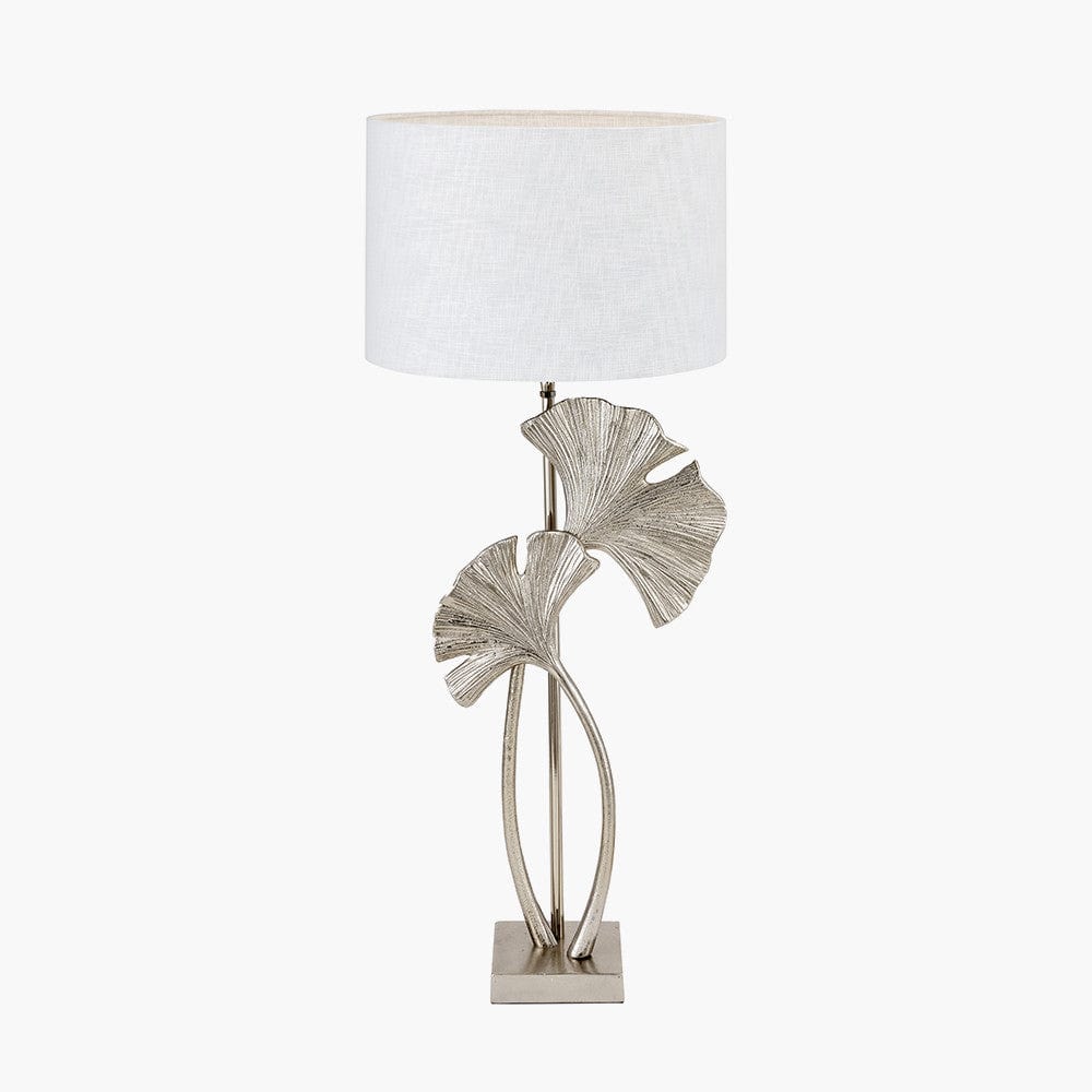 Gingko Shiny Champagne Metal Tall Gingko Leaf Table Lamp.