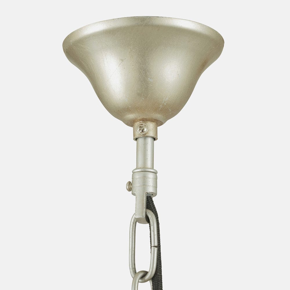 Giry Antique Silver Leaf Metal Multii Arm Chandelier Pendant.