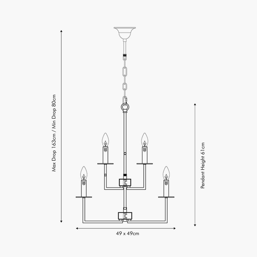 Giry Antique Silver Leaf Metal Multii Arm Chandelier Pendant.