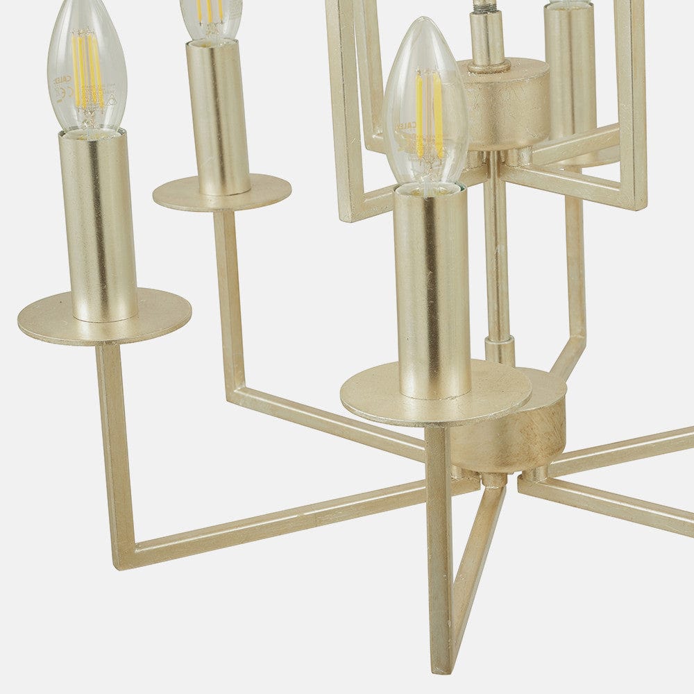 Giry Antique Silver Leaf Metal Multii Arm Chandelier Pendant.