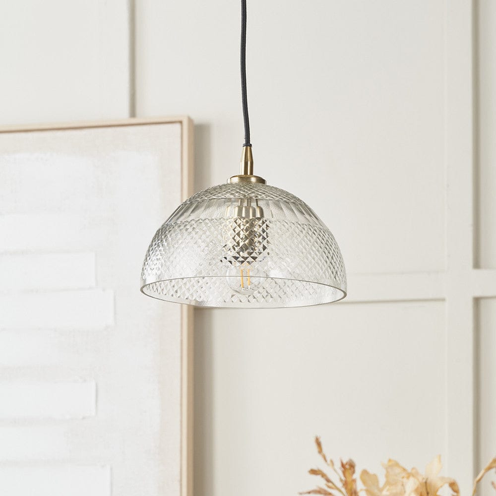 Pacific Lifestyle Lighting Giselle Diamond Design Clear Handcut Glass Dome Pendant House of Isabella UK