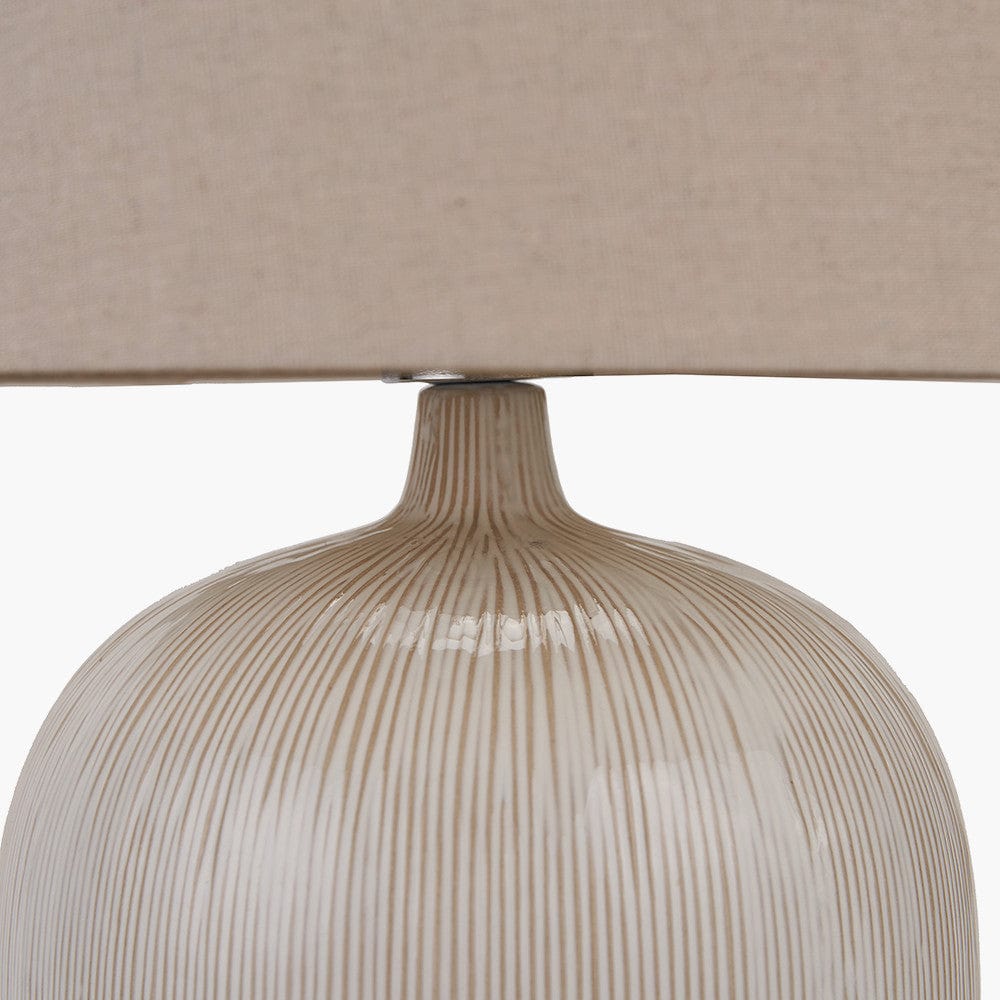 Greta Natural and Cream Textured Ceramic Table Lamp.