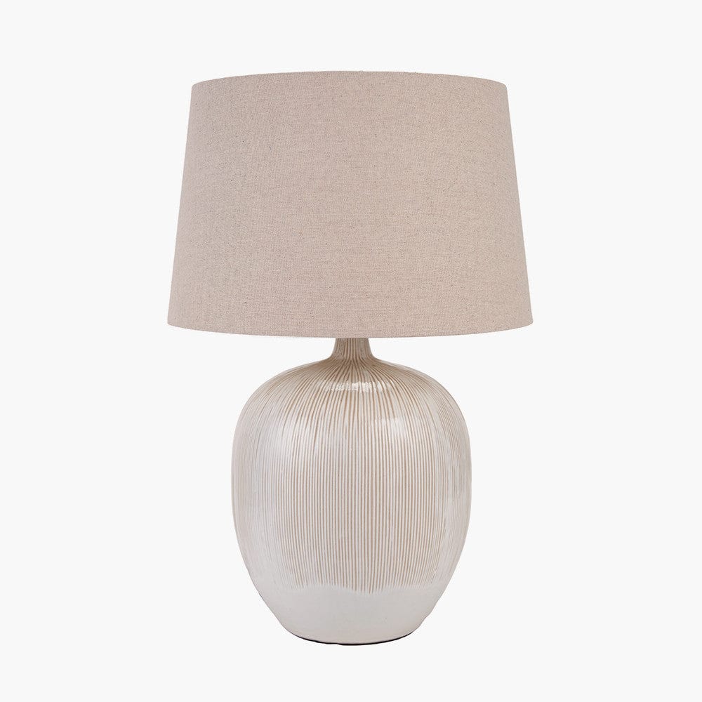 Greta Natural and Cream Textured Ceramic Table Lamp.