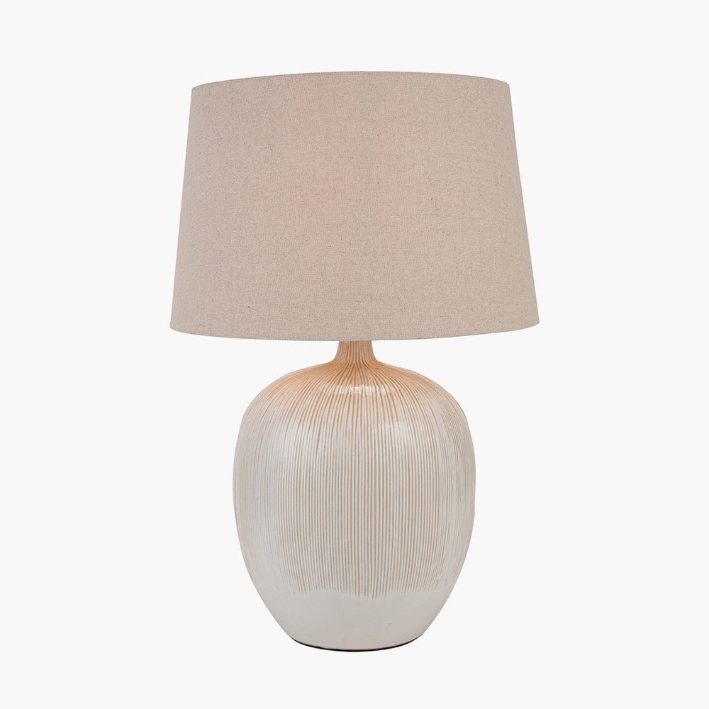 Greta Natural and Cream Textured Ceramic Table Lamp.
