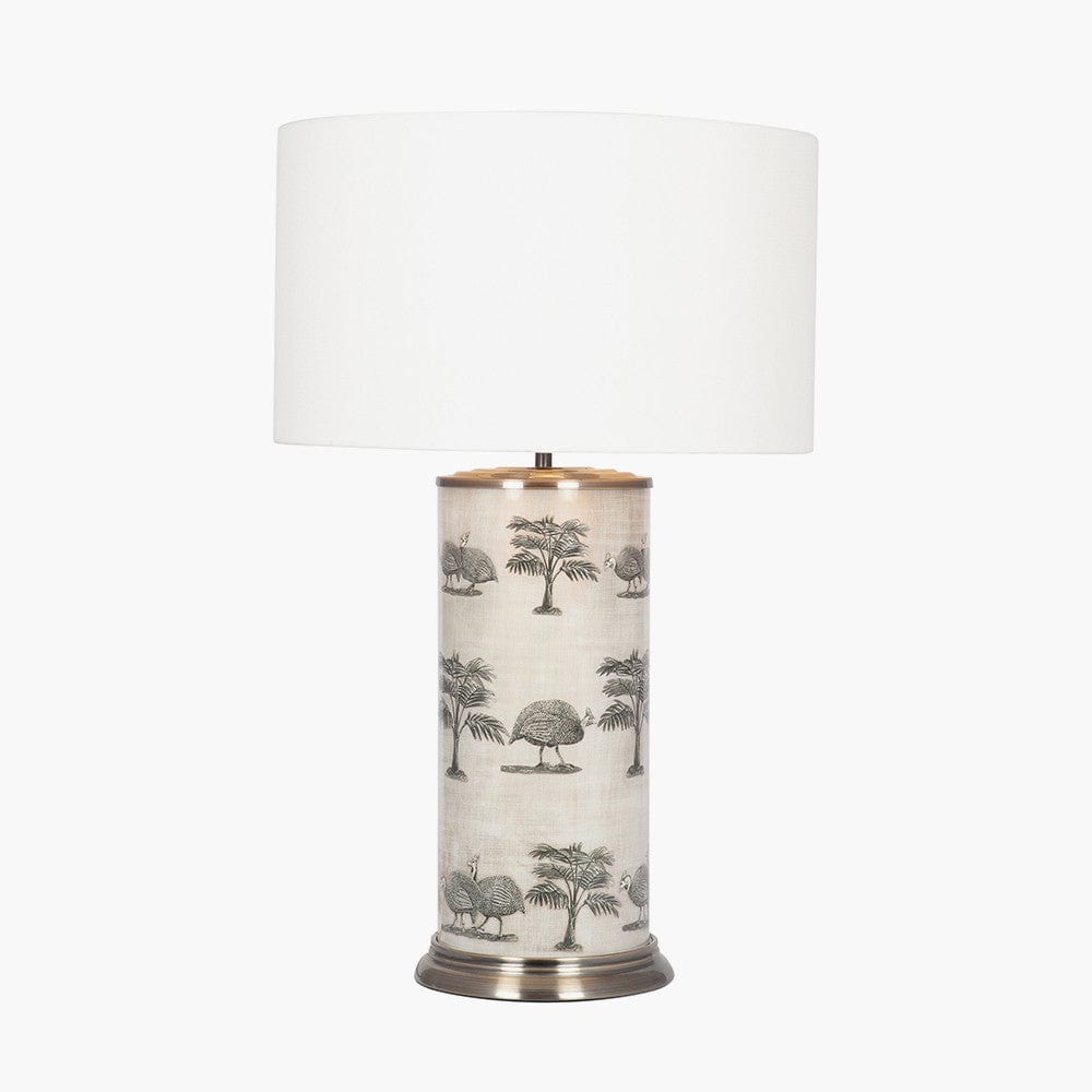 Guinea Foul Large Cylinder Glass Table Lamp.