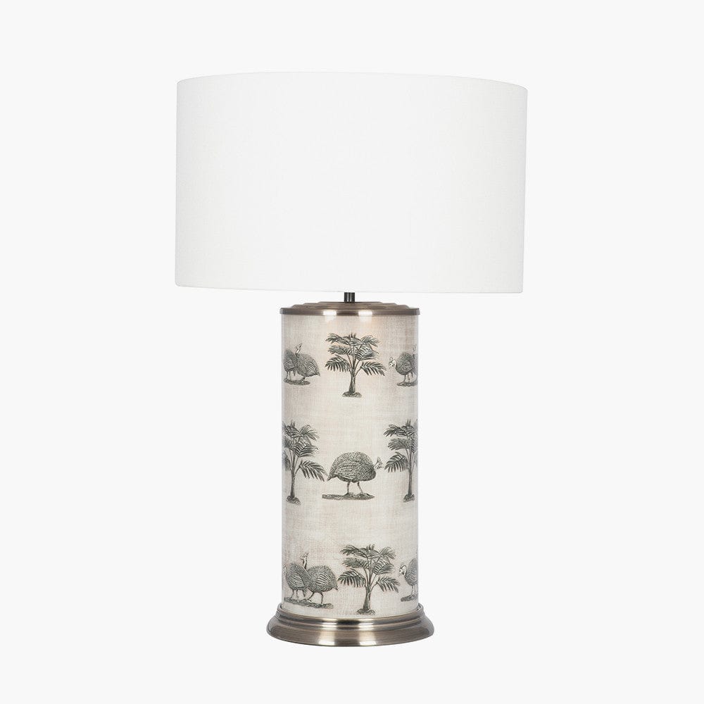 Guinea Foul Large Cylinder Glass Table Lamp.