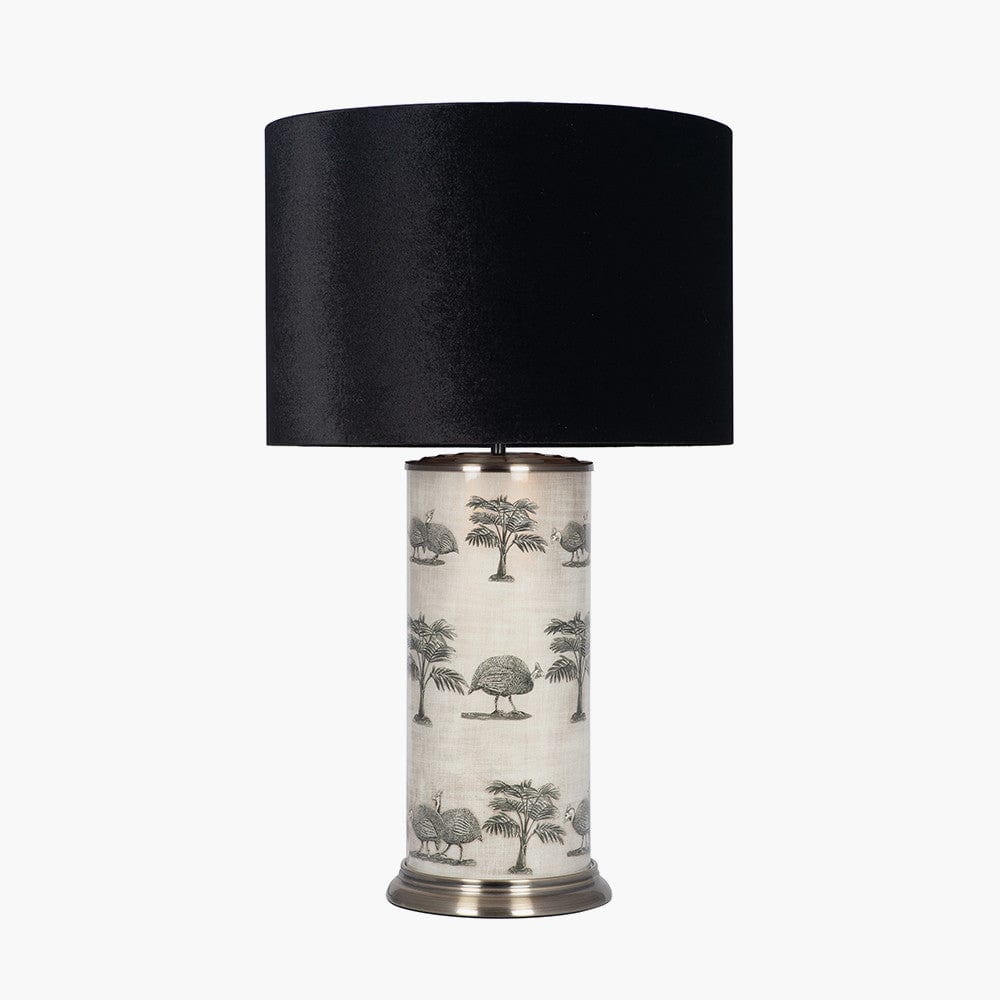 Guinea Foul Large Cylinder Glass Table Lamp.