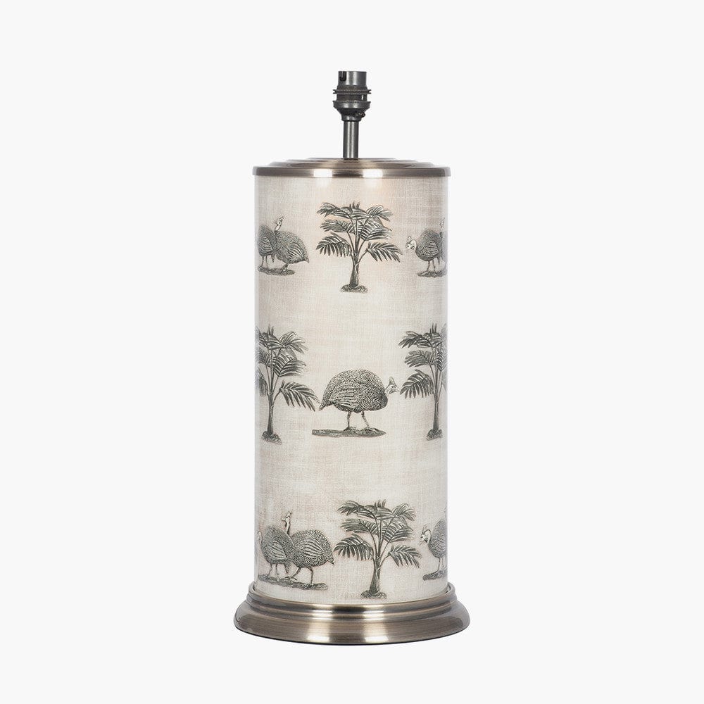 Guinea Foul Large Cylinder Glass Table Lamp.
