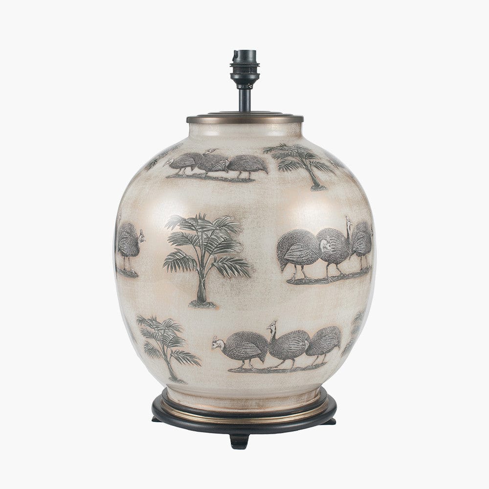 Guinea Fowl Large Glass Table Lamp.
