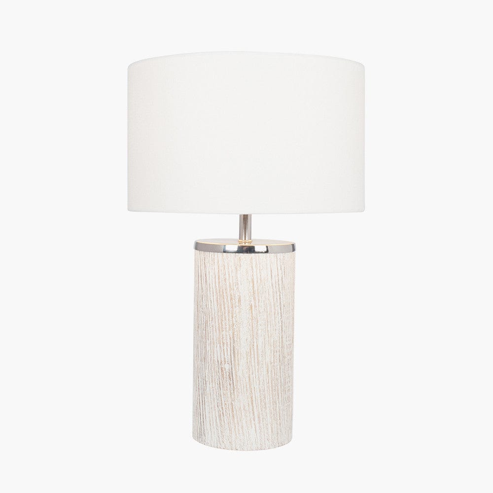 Haley White Wash Wood Column Table Lamp.