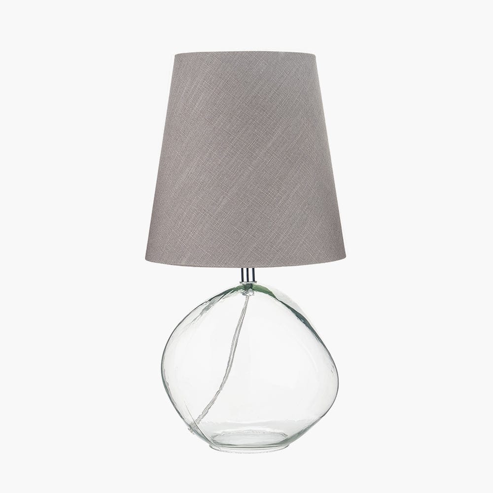 Hallie Clear Glass and Grey Shade Table Lamp.